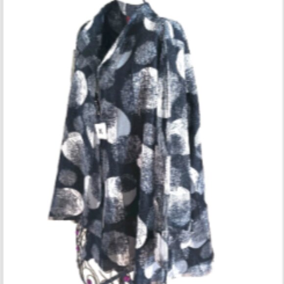 IC by Connie K Jacket Circle Textured Art-to-Wear Asymmetrical sz XXL Black Gray - Picture 9 of 17